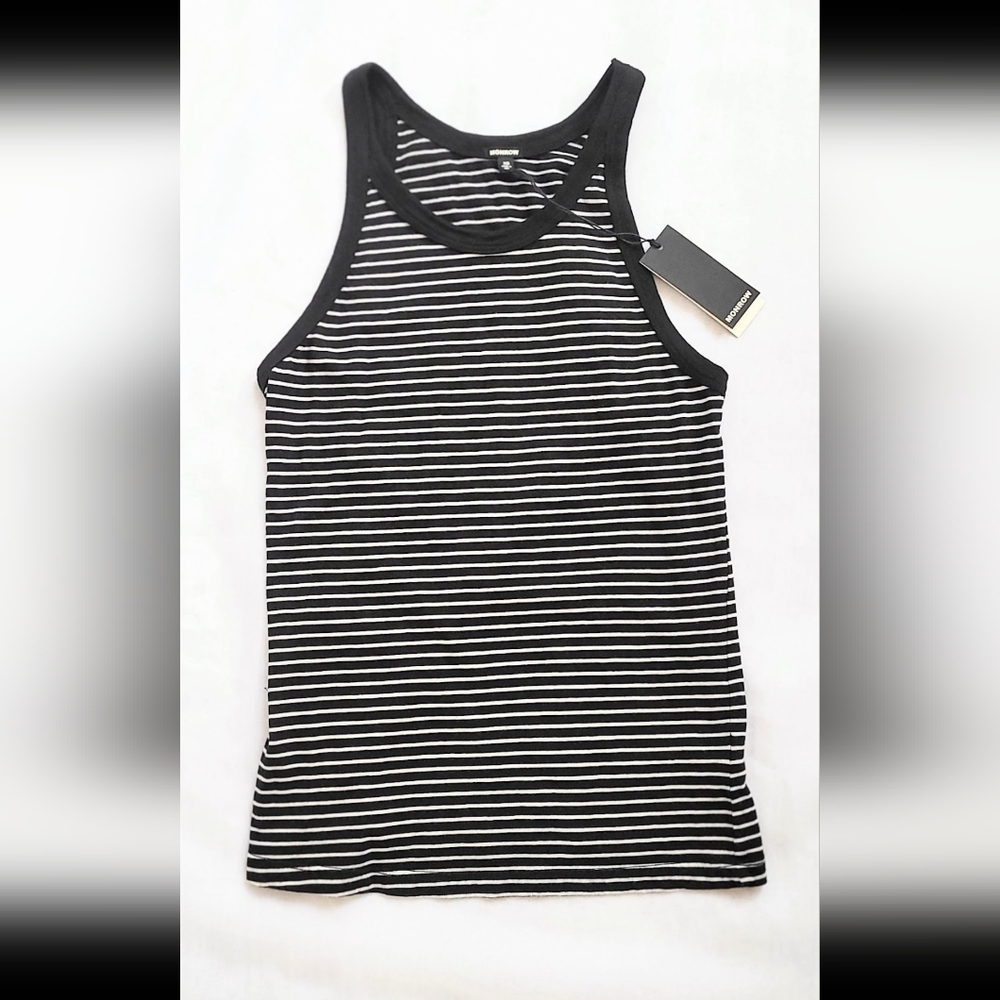 NWT! Cotton Striped Narrow Tank by Monrow Women's Size XS - Picture 10 of 10